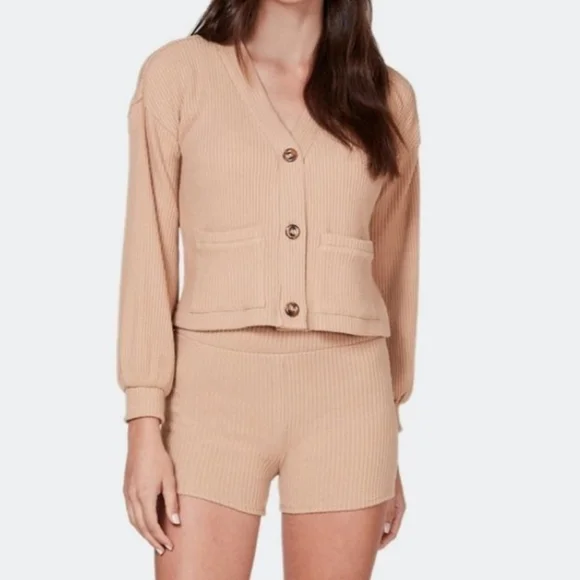 Lett Gotland Knit Bike Shorts in Nude Loungewear Ribbed NWT Like Skims. - Picture 2 of 6